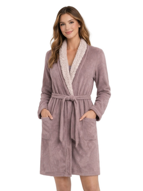 ulta beauty plush light violet Purple cozy Robe with Pockets and belt
